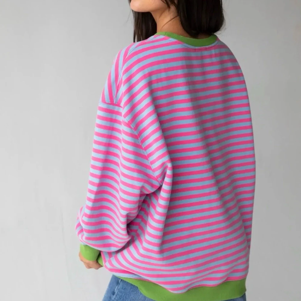 Natural Life Oversized Striped Crewneck in taffy twist women’s S/M - Picture 2 of 7